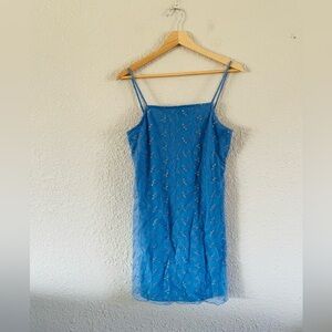 Blue Nylon Y2K Mini Dress